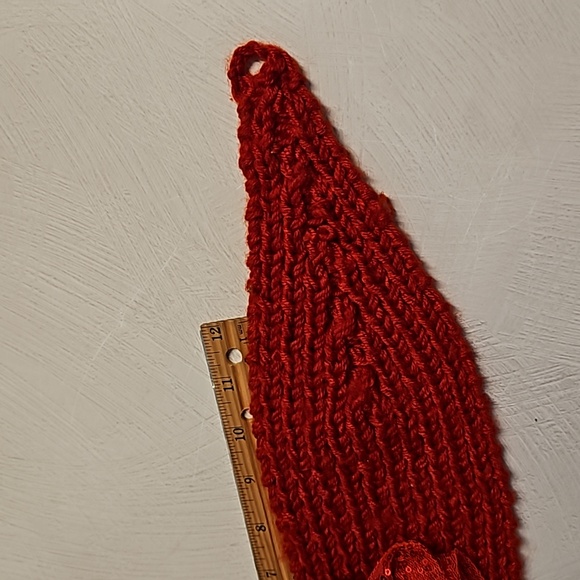 Red sequin bow detail on red knit headband wrap button detail festive holiday - Picture 7 of 7